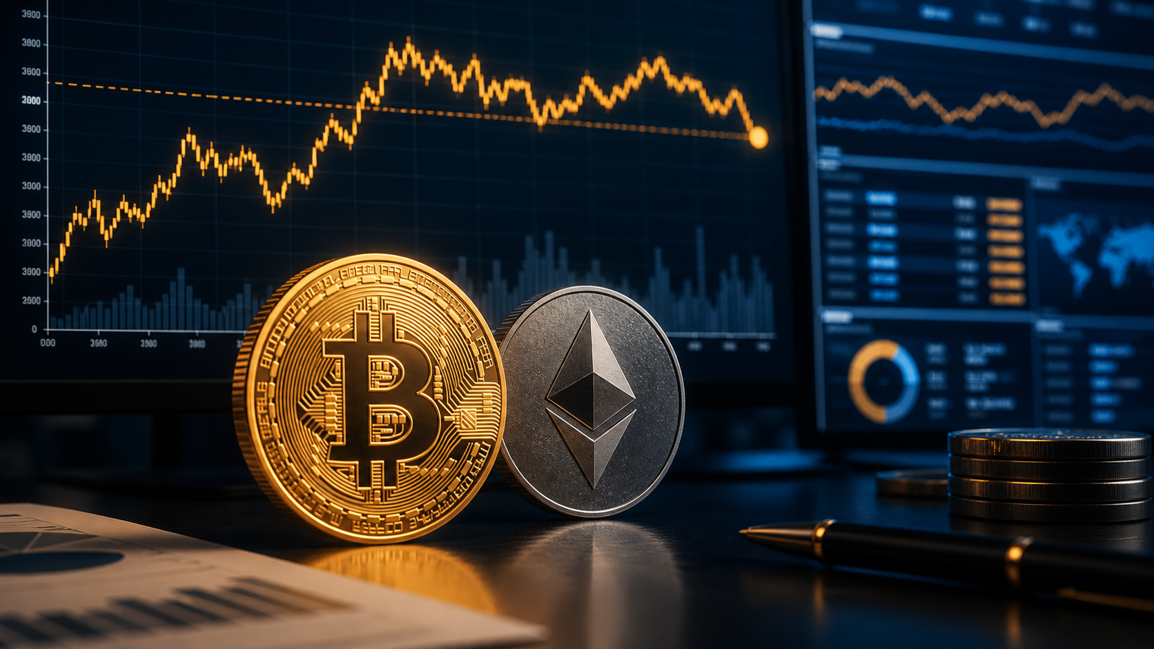 Bitcoin and Ethereum market chart